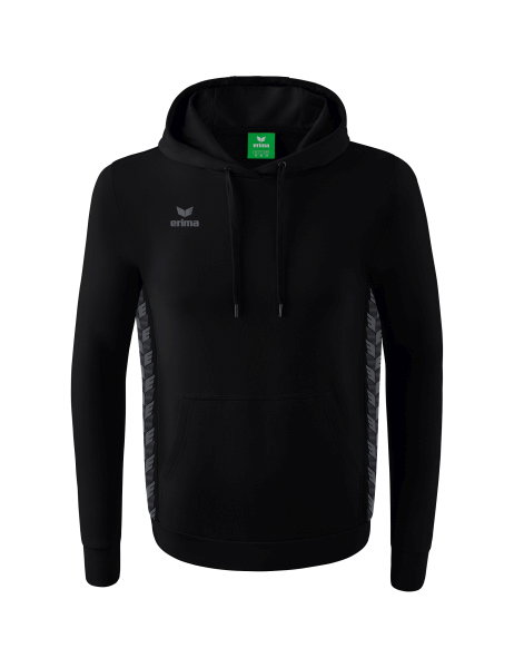 Erima Hooded Sweatshirt Essential Team Hooded Sweat (soft cotton, ribbed cuffs) black/grey Men